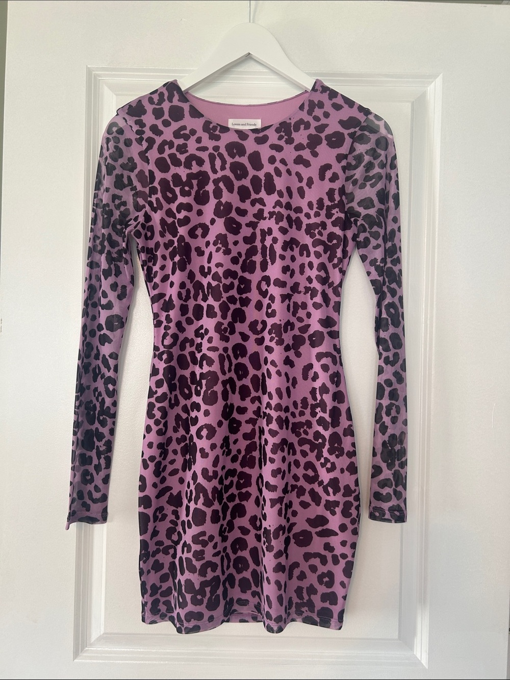 Womens Long Sleeve Purple Leopard Print Dress